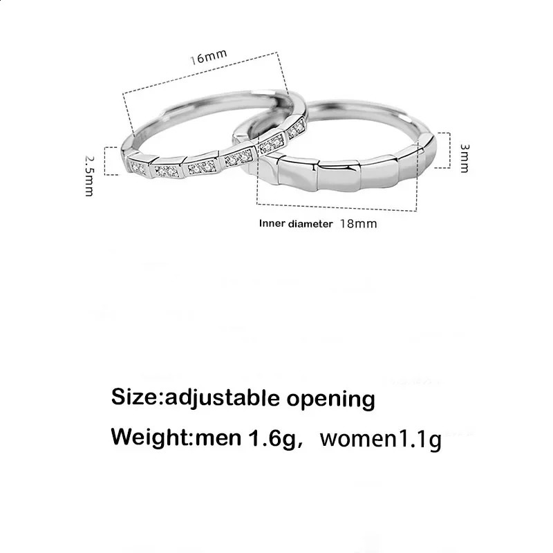 Korean TV drama My Demon Kim You Jung Zircon Mens and Womens Open Ring Adjustable Gift SONG KANG Couple Rings Fans 250805
