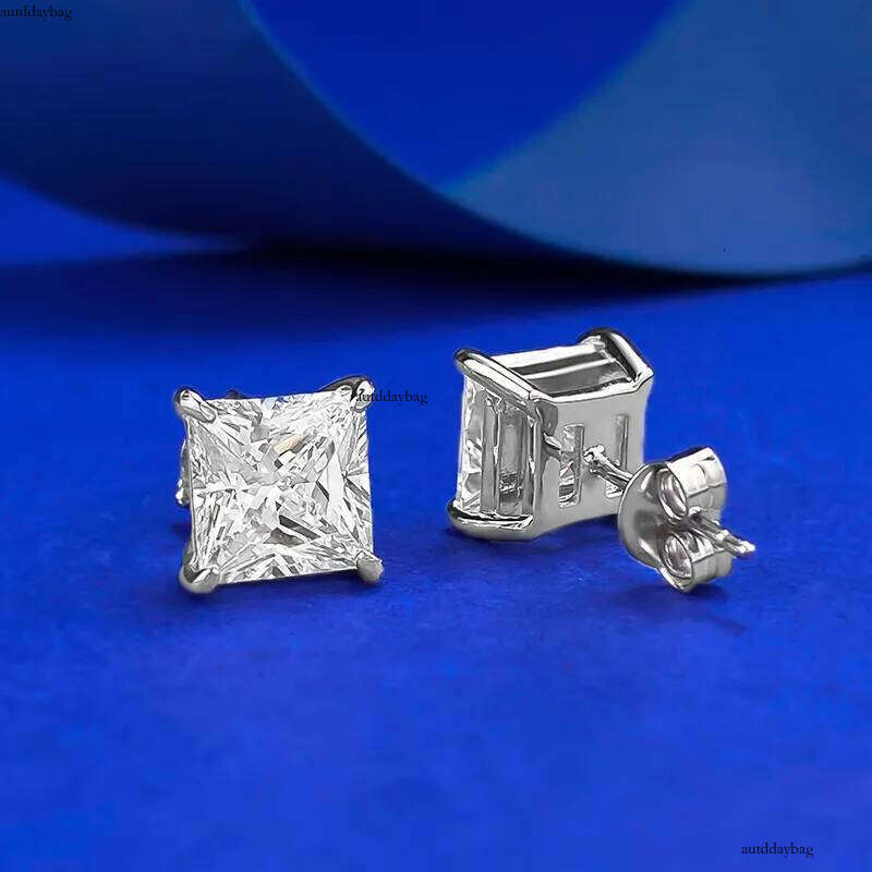 Choucong Brand Stud Earrings Jewelry Real 100% S Sterling Sier Princess Cut White Moissanite Dia Gemstones Party Women Wedding Earring Gift