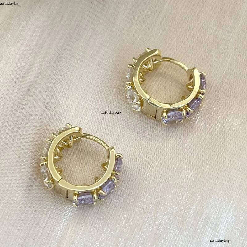 2024 Choucong Clip Earrings Sparkling Jewelry Sterling Sier 14K Gold Fill Round Cut Amethyst Moissanite Dia Party Elegant Women Earring Gift