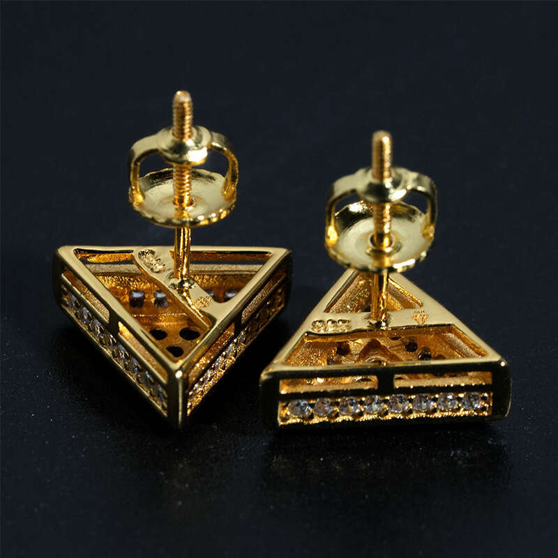 ICED OUT Hot Selling Sier Triangle Full Dia Zircon Men and Women Earrings fashion Accessories