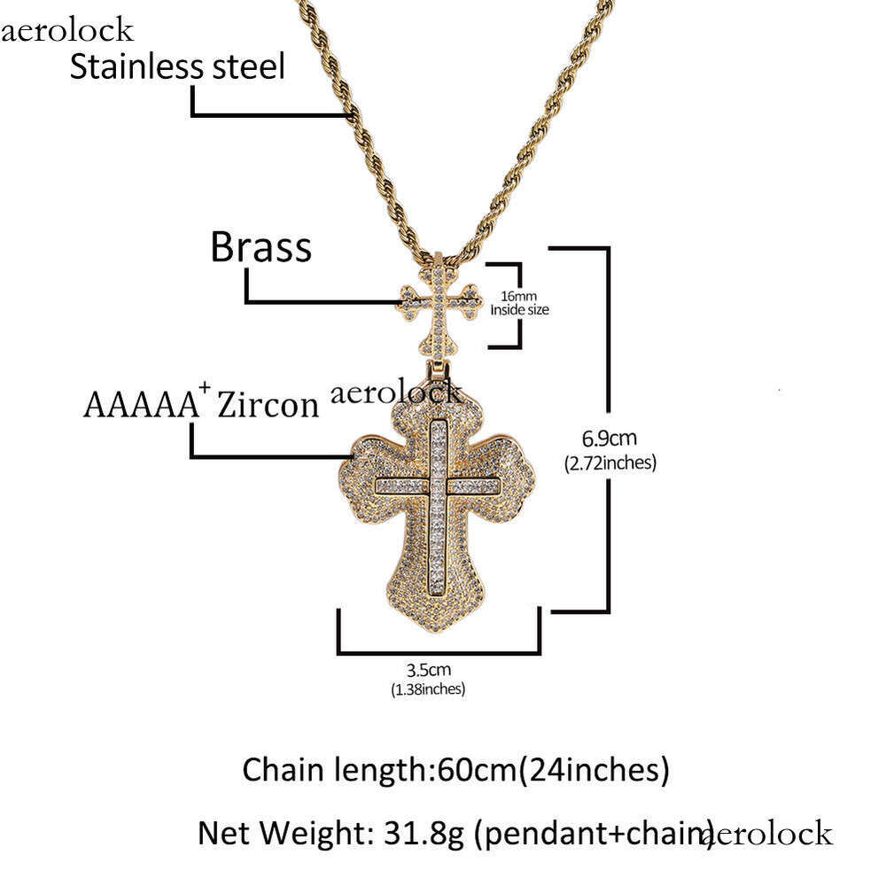 Ins Style Cross Hip Hop for Men and Women Trendy Sterling Silver Inlaid with Moissanite chain Versatile Couple Necklace