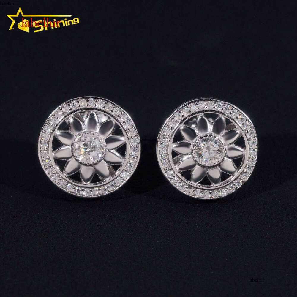 Promotion Price Pass Tester GRA Certified VVS Dia Fully Iced Out Hip Hop Sier Jewelry Moissanite Stud Earrings