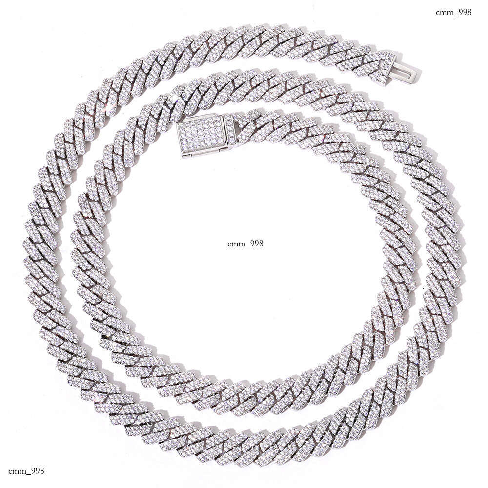 Hip Hop 8mm Flip Buckle Men's Cuban Chain High-Quality Jewelry Double Row Dia Rhombus Necklace