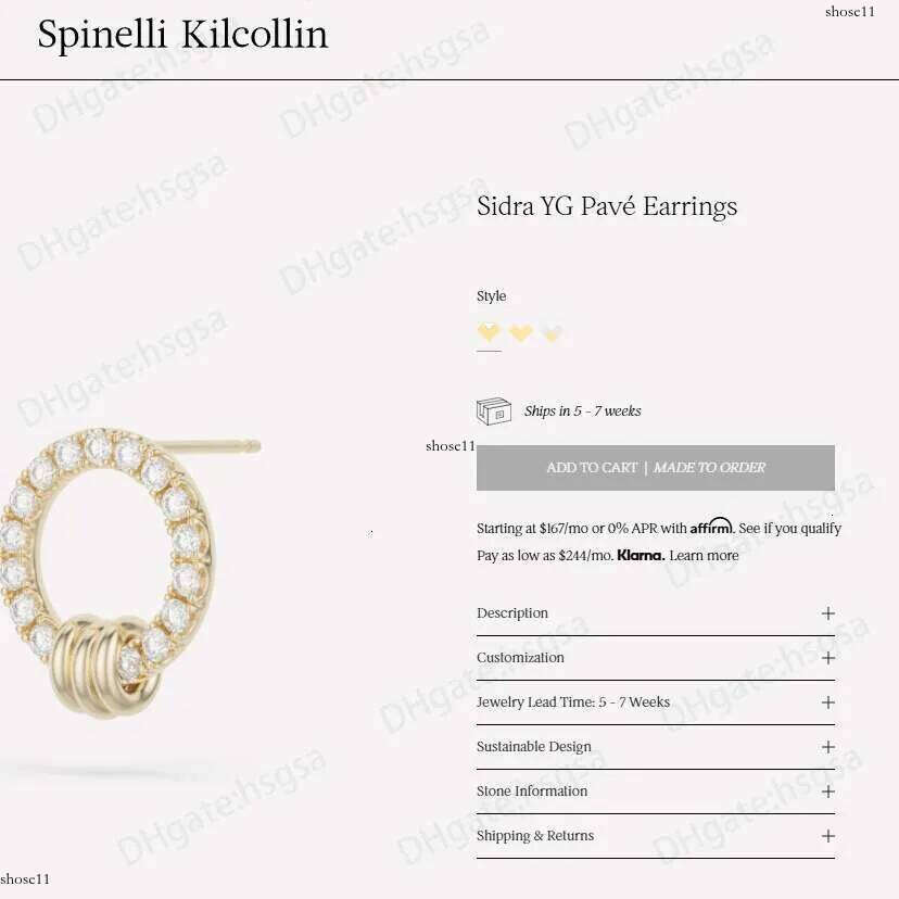 designer Hoops Earrings Spinelli Kilcoll earrings Sterling sier Gold plated earstuds womens Jewelry New Popular Hip hop Branded Love Gift