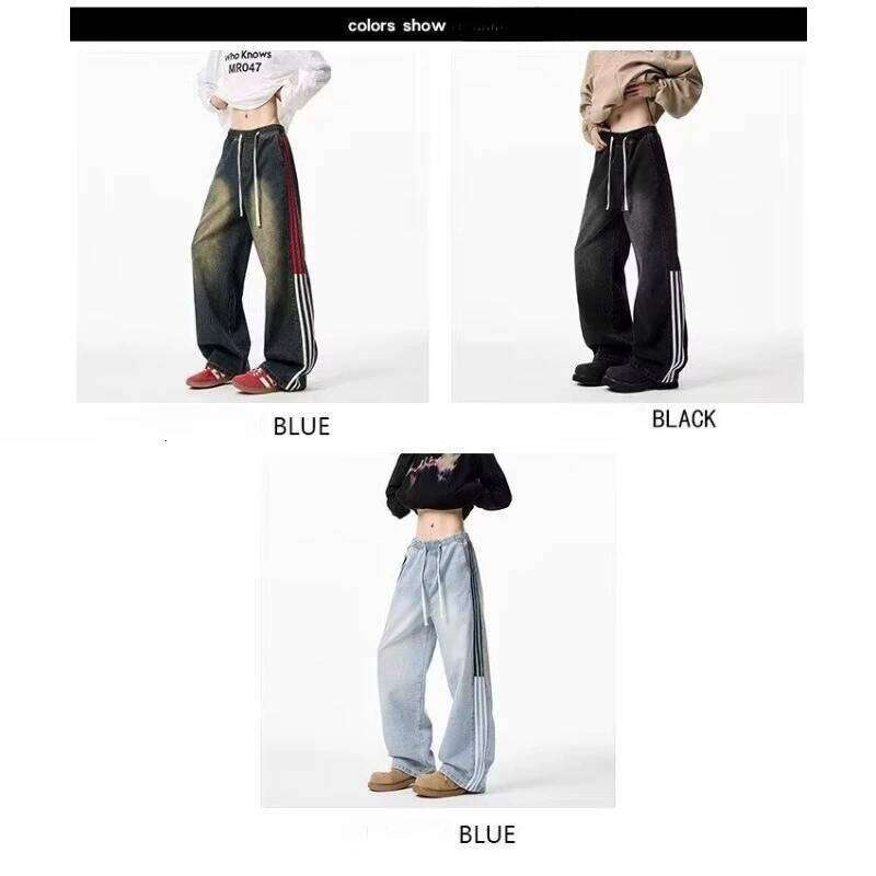 Loose Fit Straight Leg American Styles Vintage Washing Denim Pants High Street Brand Spring Autumn Men's Jeans