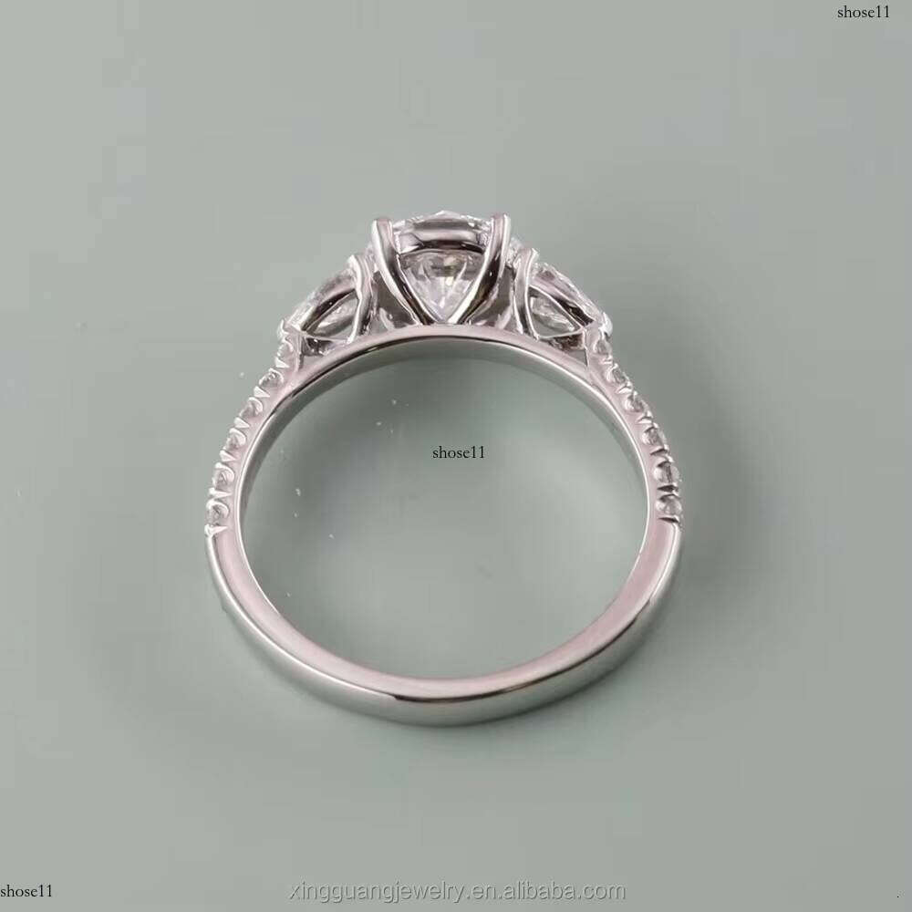 Hot Sale Trilogy Style 1.0CT GRA Moissanite Round Custom 14K White Gold Engagement Wedding Dia Ring Women Men