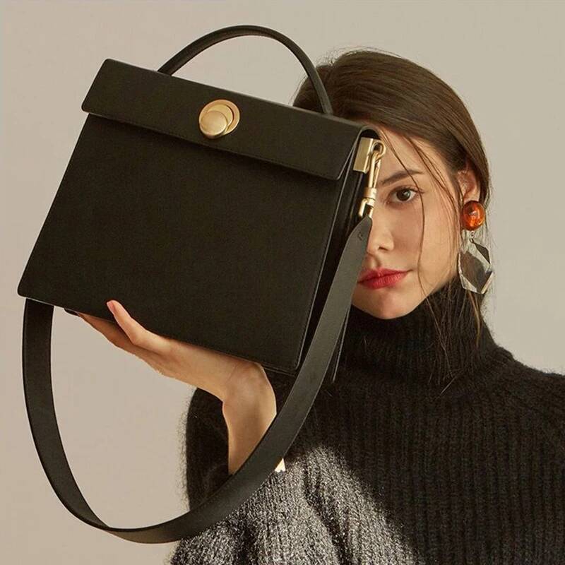 Fashion Women Vnitage Briefcases Shoulder Bags Elegant OL Business Retro Press Lock HandBags