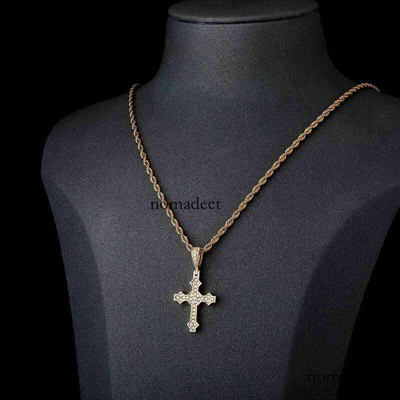 Simple Cross Pendant Full Moissanite chain Hip Hop Necklace Accessory