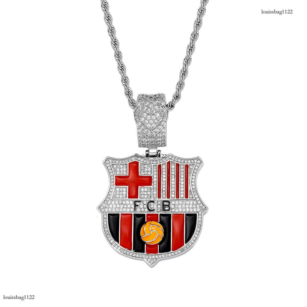 INS Hip-Hop Football Badge Pendant Colorful Enamel Fan Commemorative Necklace