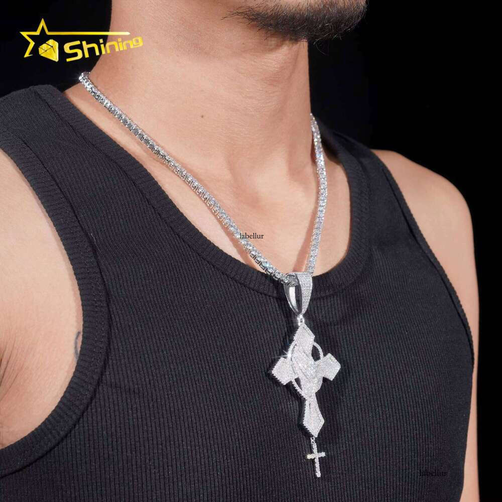 Classic Hip Hop Jewelry Sterling Sliver Gold Plated Pass Dia Tester VVS Lab Moissanite Iced Out Custom Charm Pendant