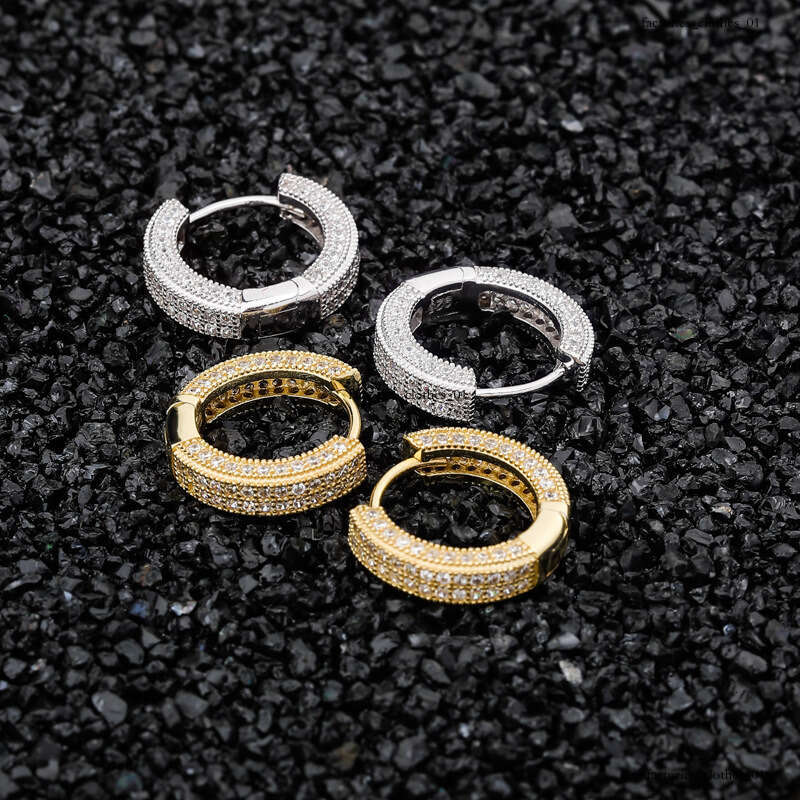 Sier Zircon Earrings Unisex Hip Hop Trendy Ear Jewelry Gold Australian Accessories