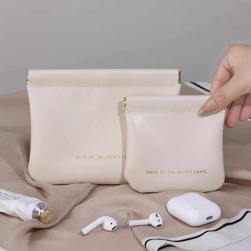 Automatic Luxury Bag Closure Portable Lipstick Makeup Bag Mini Wired Earphone Carry Bag Digital Bag Data Cable Storage Bag