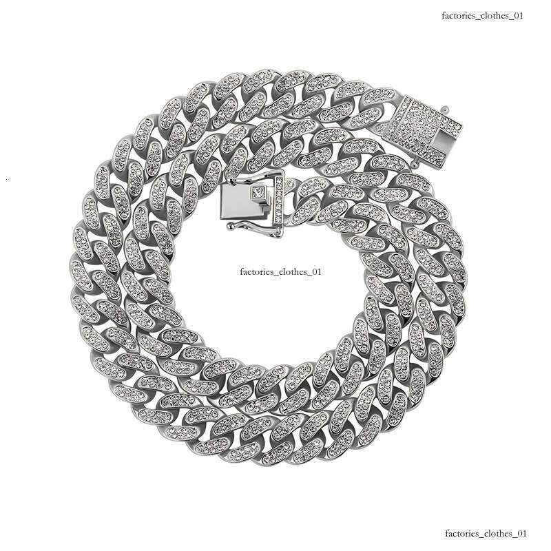 Dewu Same Style Color-Retaining Hip-Hop 12MM Alloy Cuban Chain Bracelet Men's Necklace