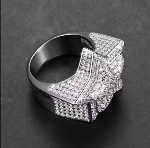 High Quality Stylish Hip Hop Ring with Sparkling Moissanite Stones Trendy Rapper Look IGI Certified Moissanite As Main Stone Price
