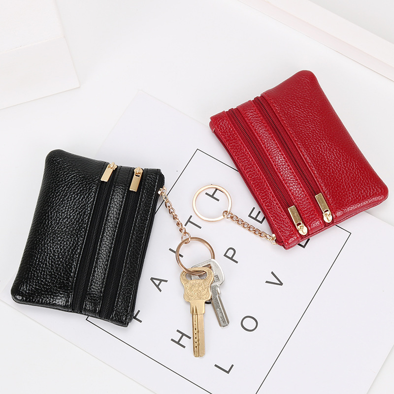 Wholesale Women's Luxury Bag Short Genuine Leather Wallet Multi-functional Driver's License Card Holder Soft Leather Key Bag Zipper Bag