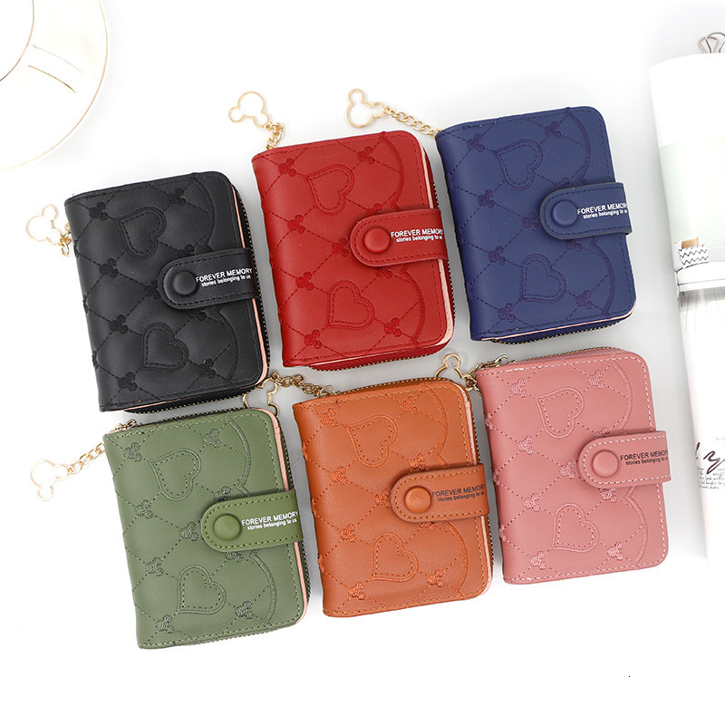 Unique Women's Luxury Bag Short Zipper Buckle Wallet Handbag Coin Purse Heart-shaped Women's Card Holder Wholesale