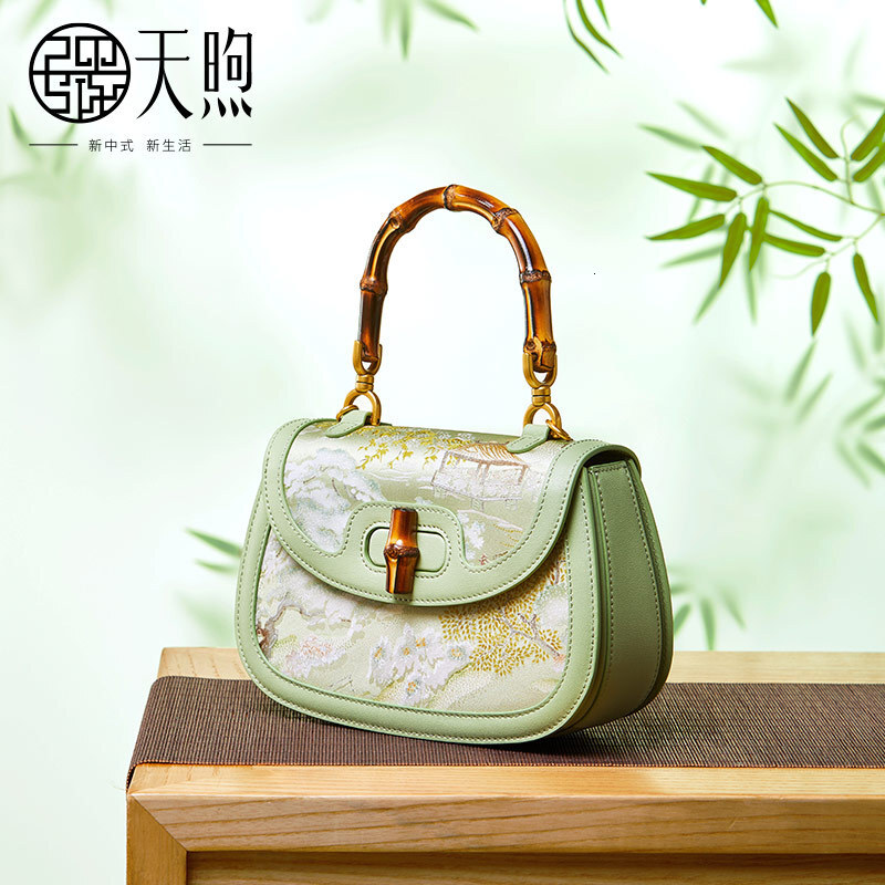 Women's Handbag Ethnic Style Bamboo Knot Luxury Bag Free Shipping Designer Bag Elegant Saddle Bag New Chinese Qipao Hanfu Crossbody Bag Silk Hand