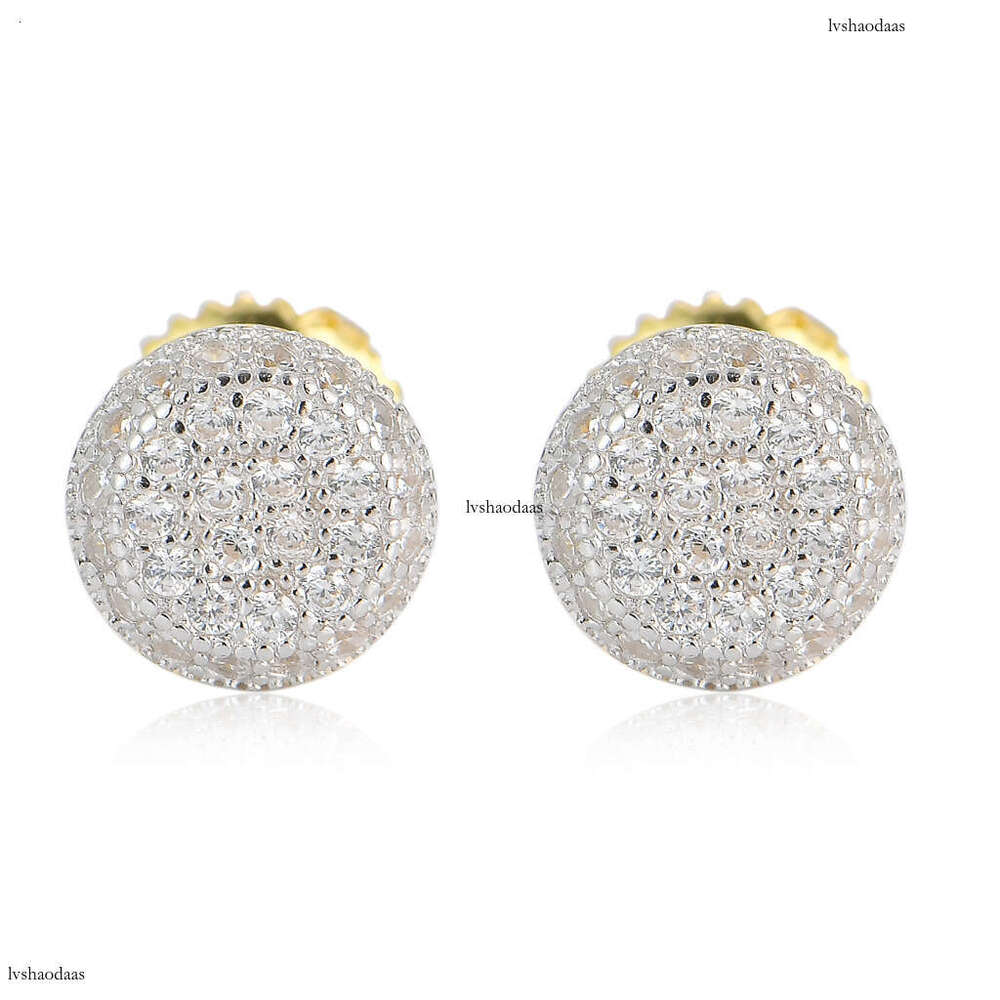 S Hip Hop Men's Round Three-Dimensional Micro-Paved Zircon Spiral Ear StudIced Out VVS Earrings