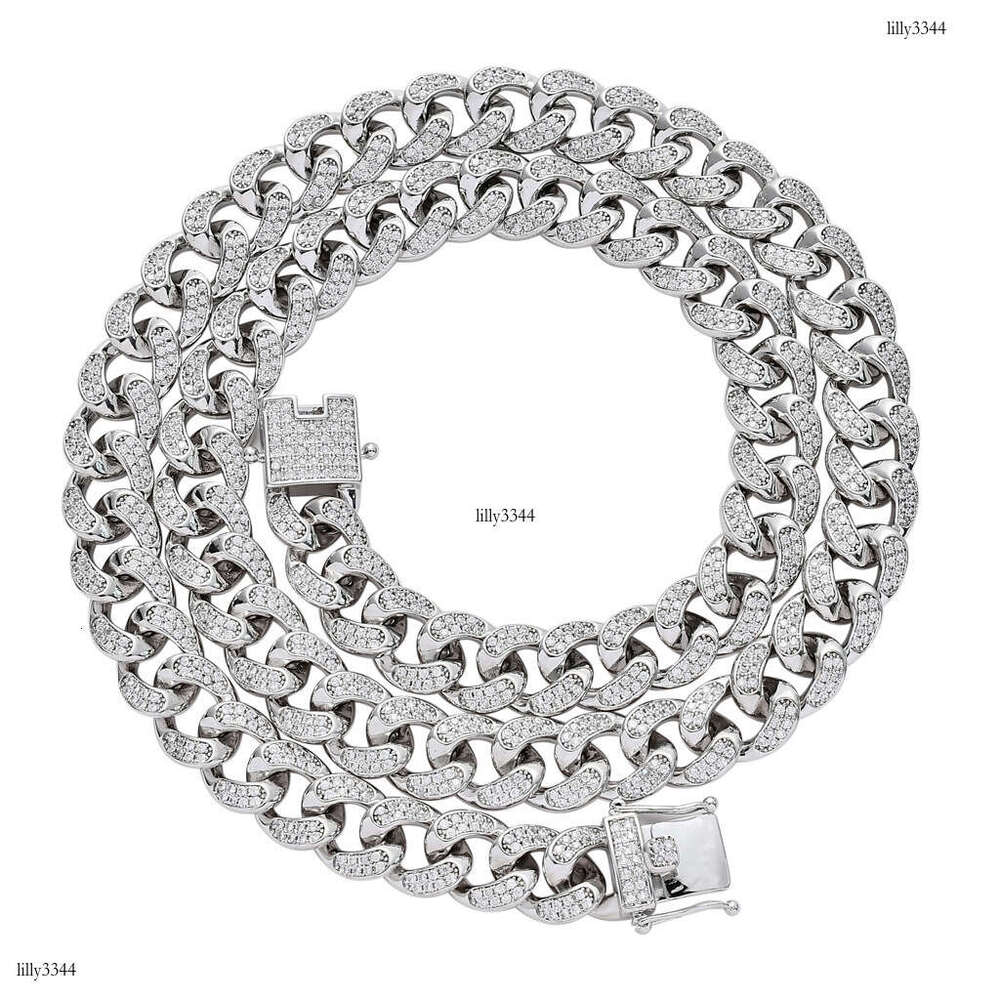 Micro Paved Moissanite chain Cuban Chain Heavy Craft 12mm Men's Personality Necklace Hip Hop Accessories