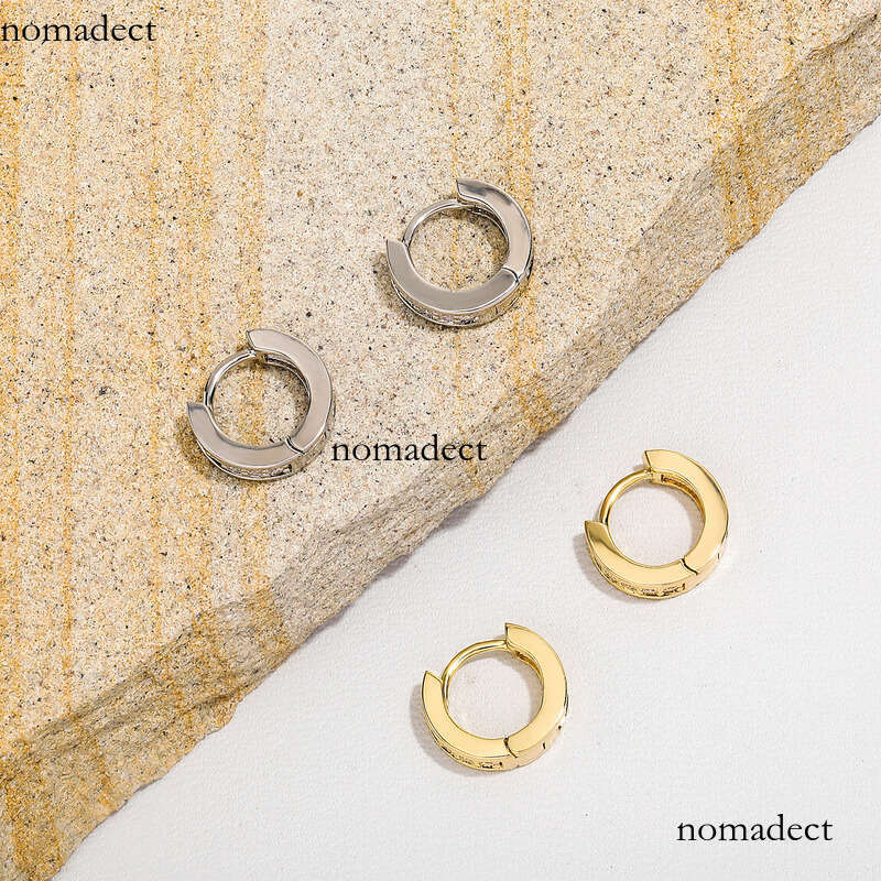 Geometric Round Micro Paved Zircon Earrings Personality Versatile Fashion Trend Buckle Ear Jewelry Accessories