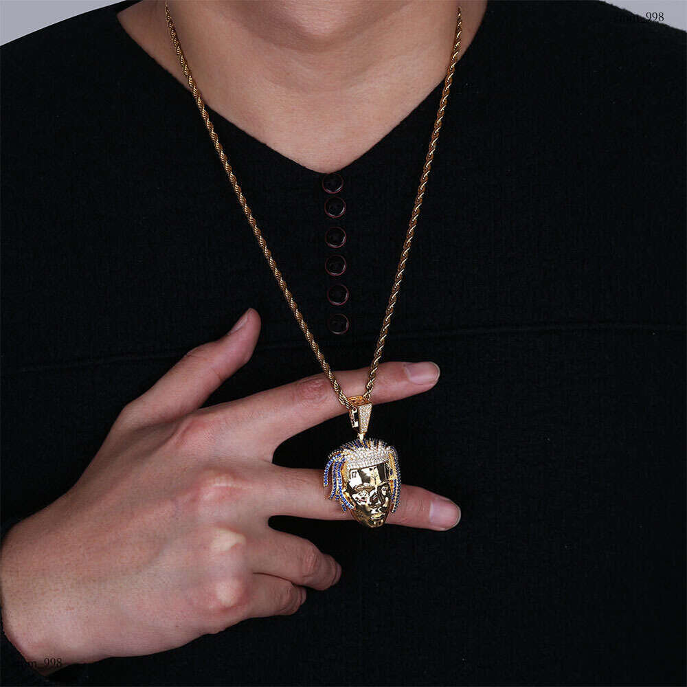 Male Singer XXXTentacion Avatar Pendant Sterling Silver Inlaid Moissanite chain Trendy Personality Hip Hop Necklace