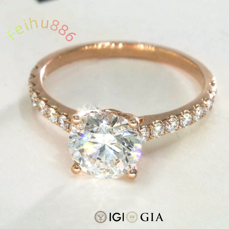 Gia IGI Certified Diamond Lab Grown Women 18K Pure Gold Round Cut Wedding Moissanite Diamond Ring