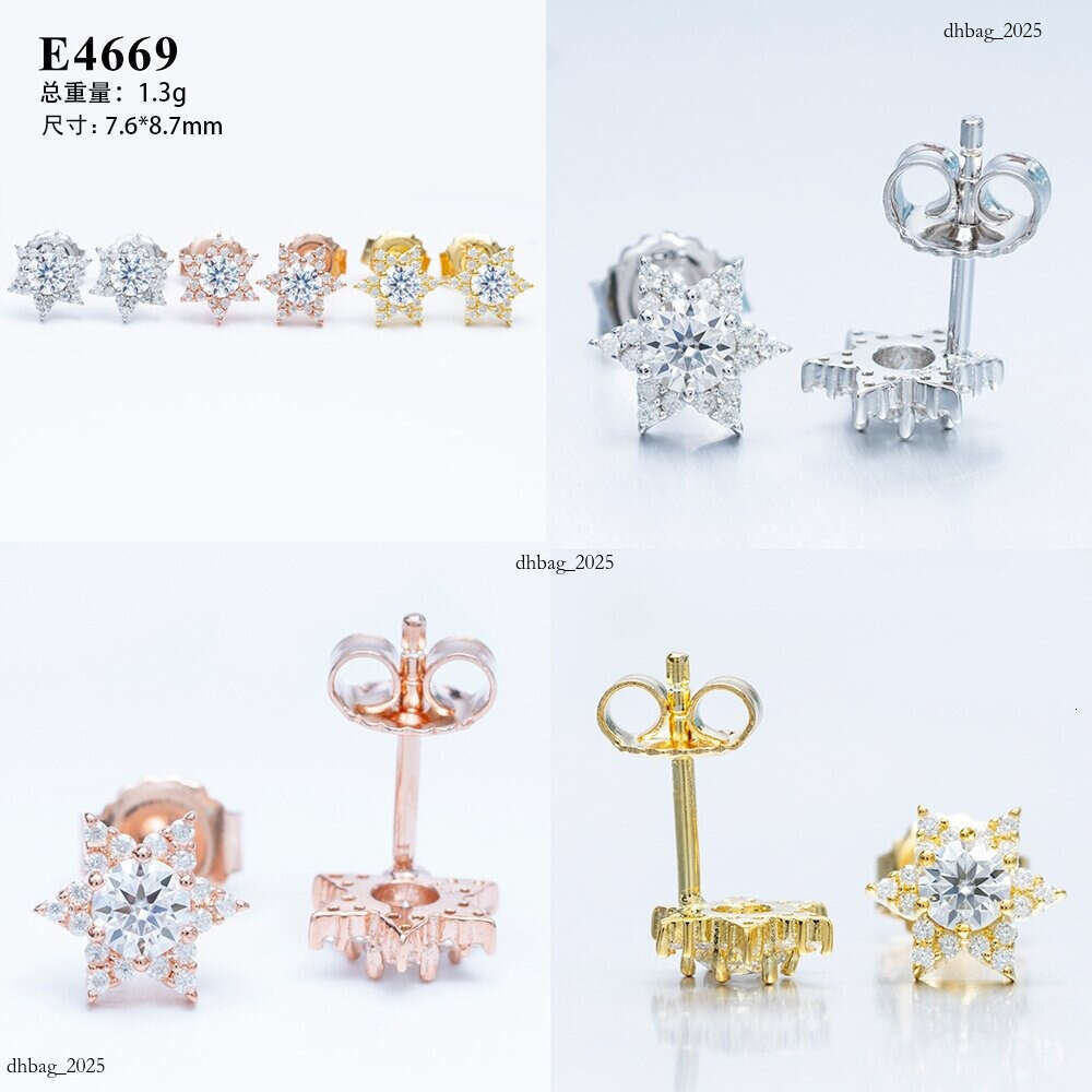 ICED OUT New Creative Star-Shaped Sier Moissanite Trendy Must-Have Earrings