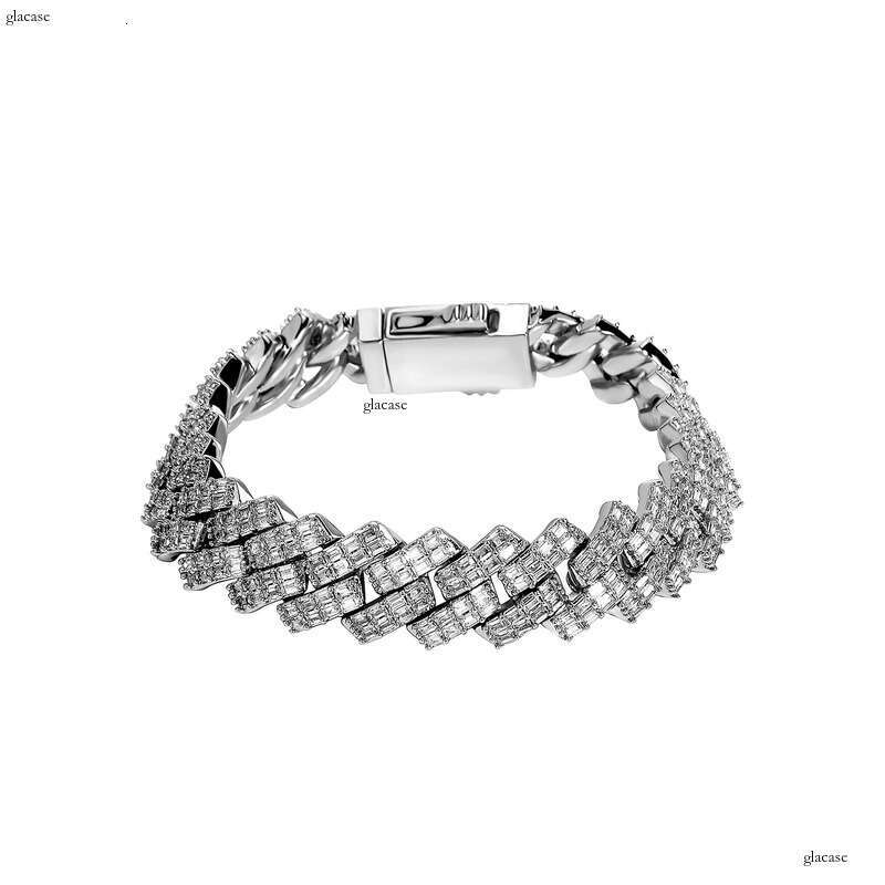 Dia-Shaped Cuban Chain Bracelet Full Moissanite chain National Trend Street Hip-Hop Trendsetter 15mm Men's Necklace Gold Australia