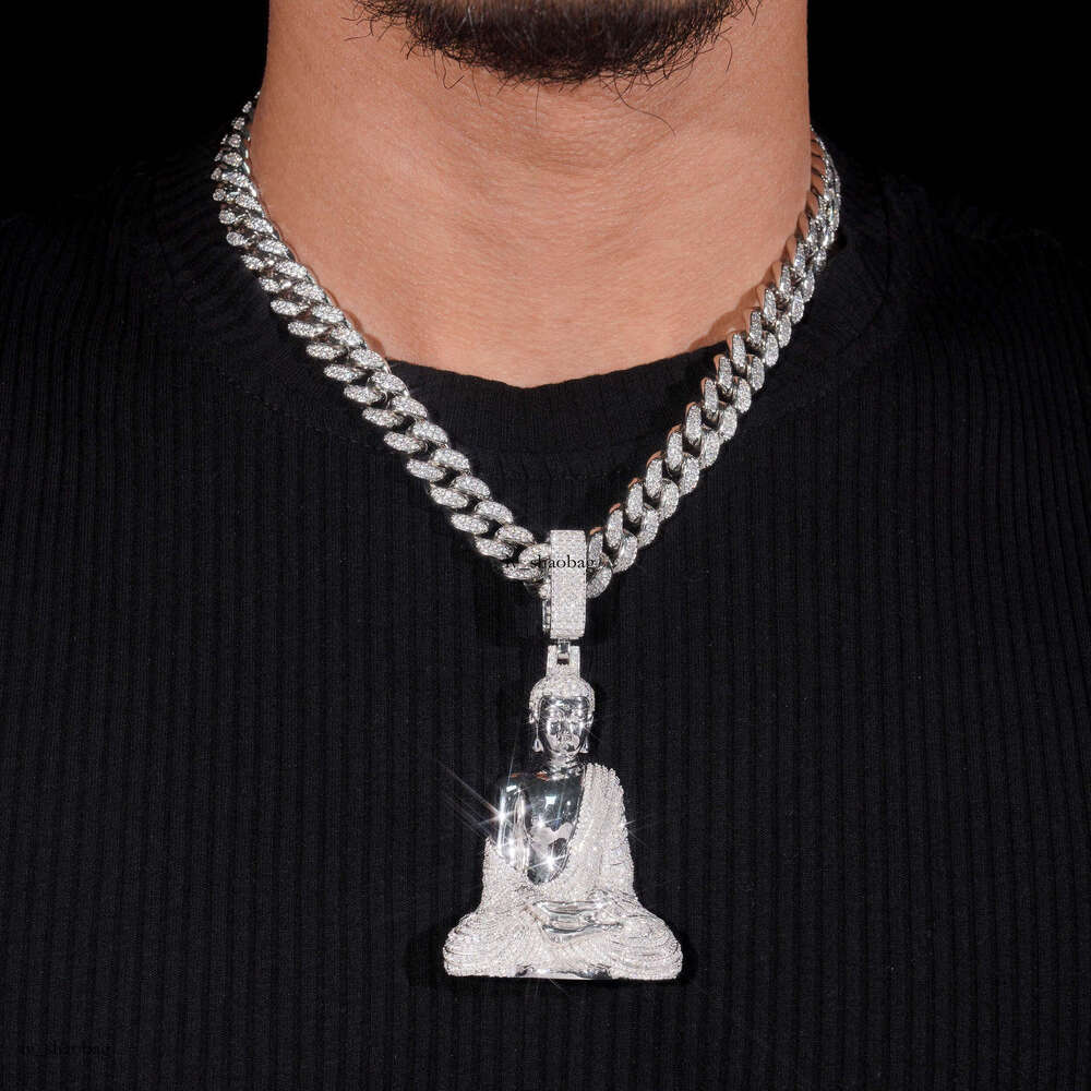 Inlaid Dia Buddha Pendant Men's Exaggerated Hip-Hop Cuban Necklace Jewelry