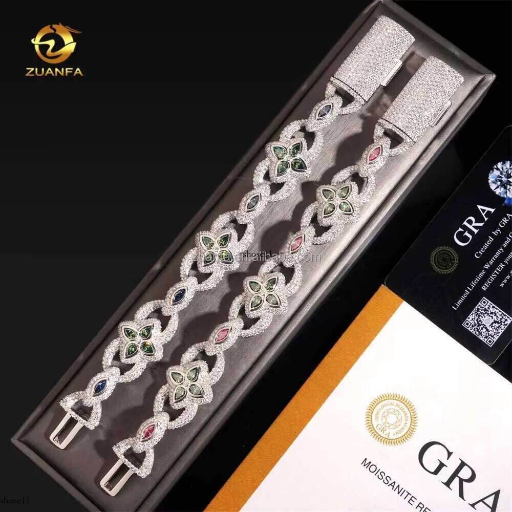 Unique Design Wer Shape S Solid Jewelry Chilled Pear+Marquis Moissanite Miami Unlimited Cuban Men's Bracelet