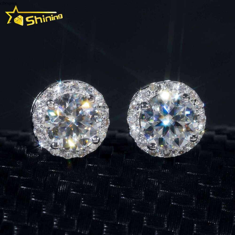 RTS Pass Dia Tester Classic Hip Hop Jewelry Sterling Sier Gold Plated 6.5mm Colored VVS Moissanite Stud Earrings
