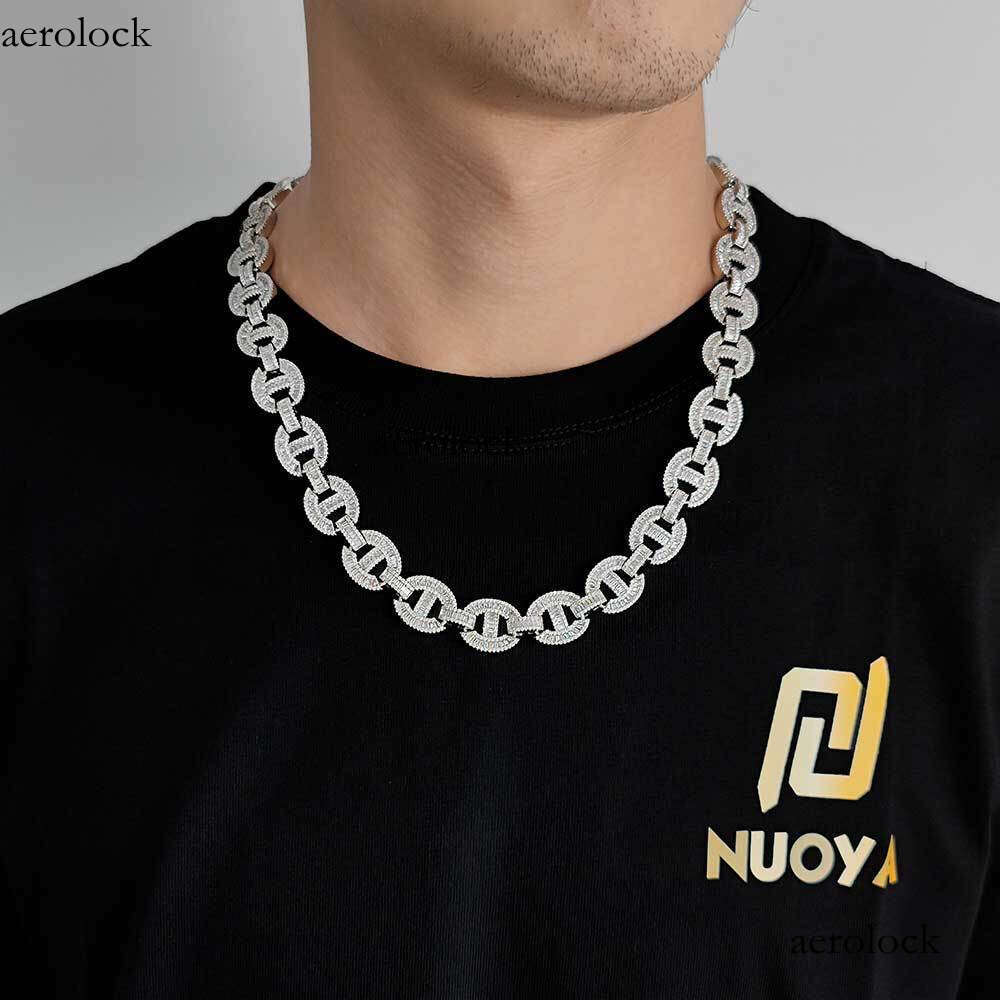 Hip Hop 16mm Flip Buckle Pig Nose Cuban Chain Men's Trendy Brand Mixed T Cubic Moissanite chain Necklace for Men