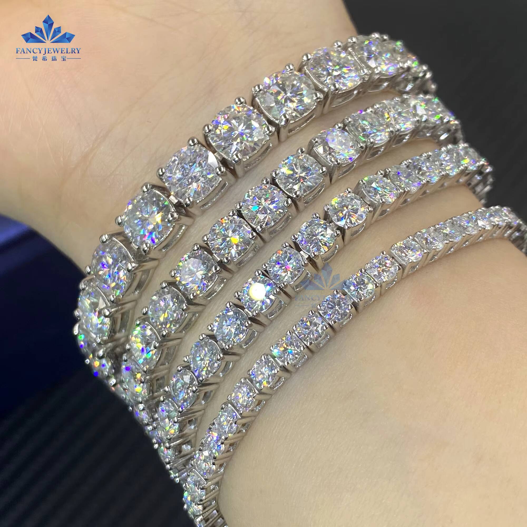 Luxury 10k 14k Solid Gold Mens Tennis Bracelets DEF Vvs Lab Grown Diamond Link Chain Elegant Lab Diamond Jewellery for Women
