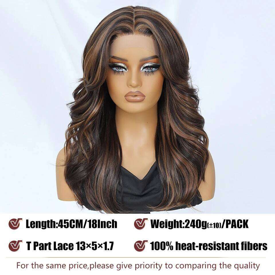 Layered With Bangs Women 18 Inch Red Synthetic Front For Daily Use 13x5 T- Part Lace Wig Ombre Brown Afro Wigs