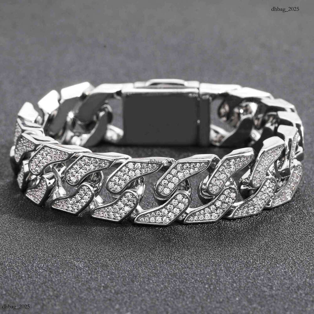 Bracelet 16mm Cuban Chain Geometric Full Zircon Men's Personality Hip Hop Jewelry