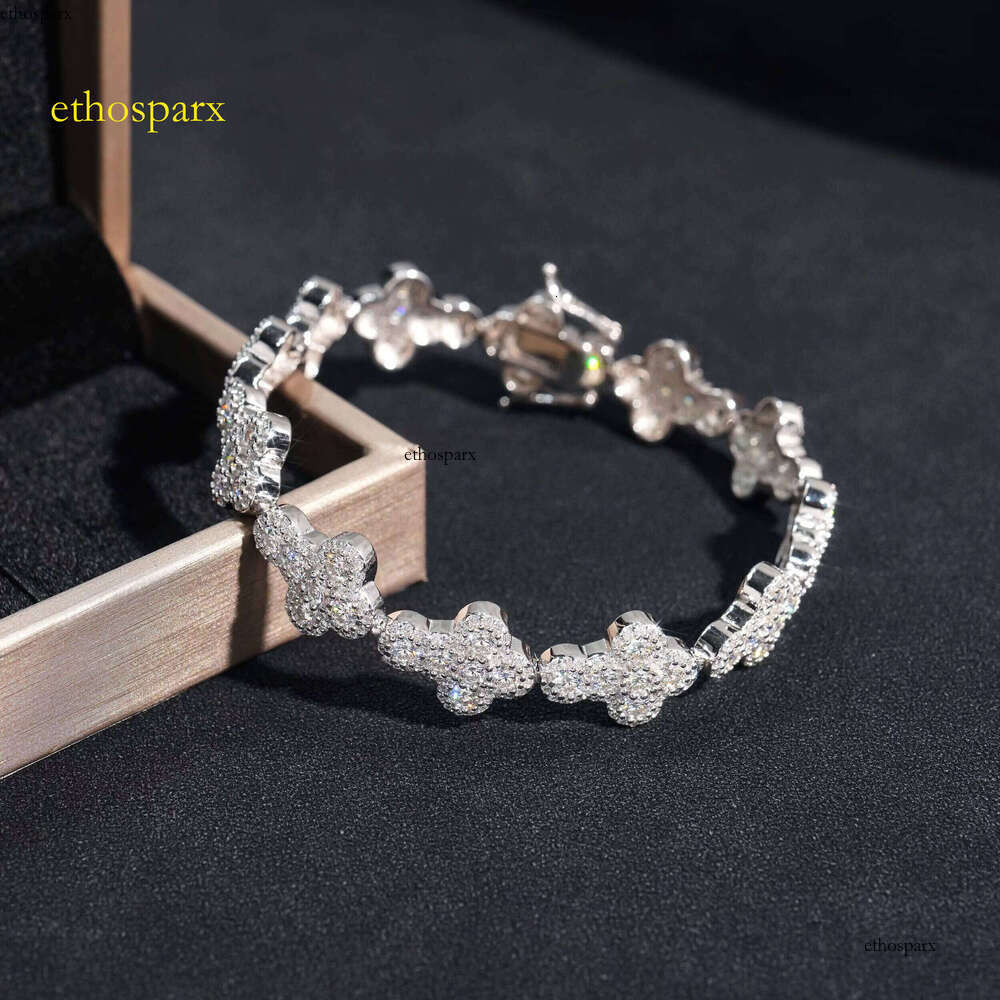 Hot Sale GRA Hip Hop Popular 13mm VVS Dia Sterling Sier Iced Out Cuban Link Chain Moissanite Cross Bracelet for Men