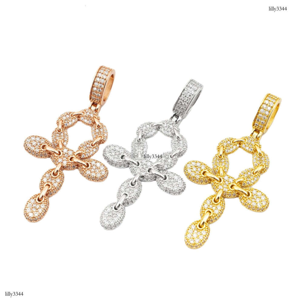 Hot Selling Full Sterling Silver Inlaid 5A Moissanite chain Cross Personality Hip Hop Jewelry Unisex Accessories Necklace Pendant