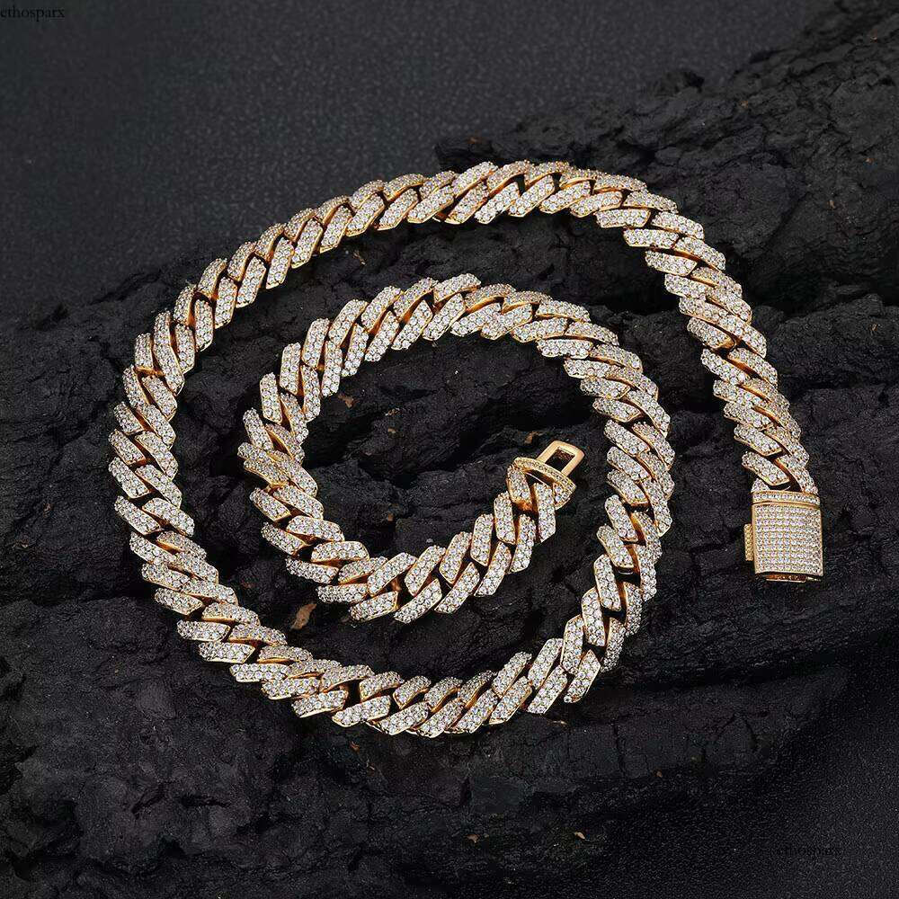 Nuoya 10mm Iced Out CZ Dia Gold Miami Cuban Link Chain Necklace Men Hip Hop Jewelry