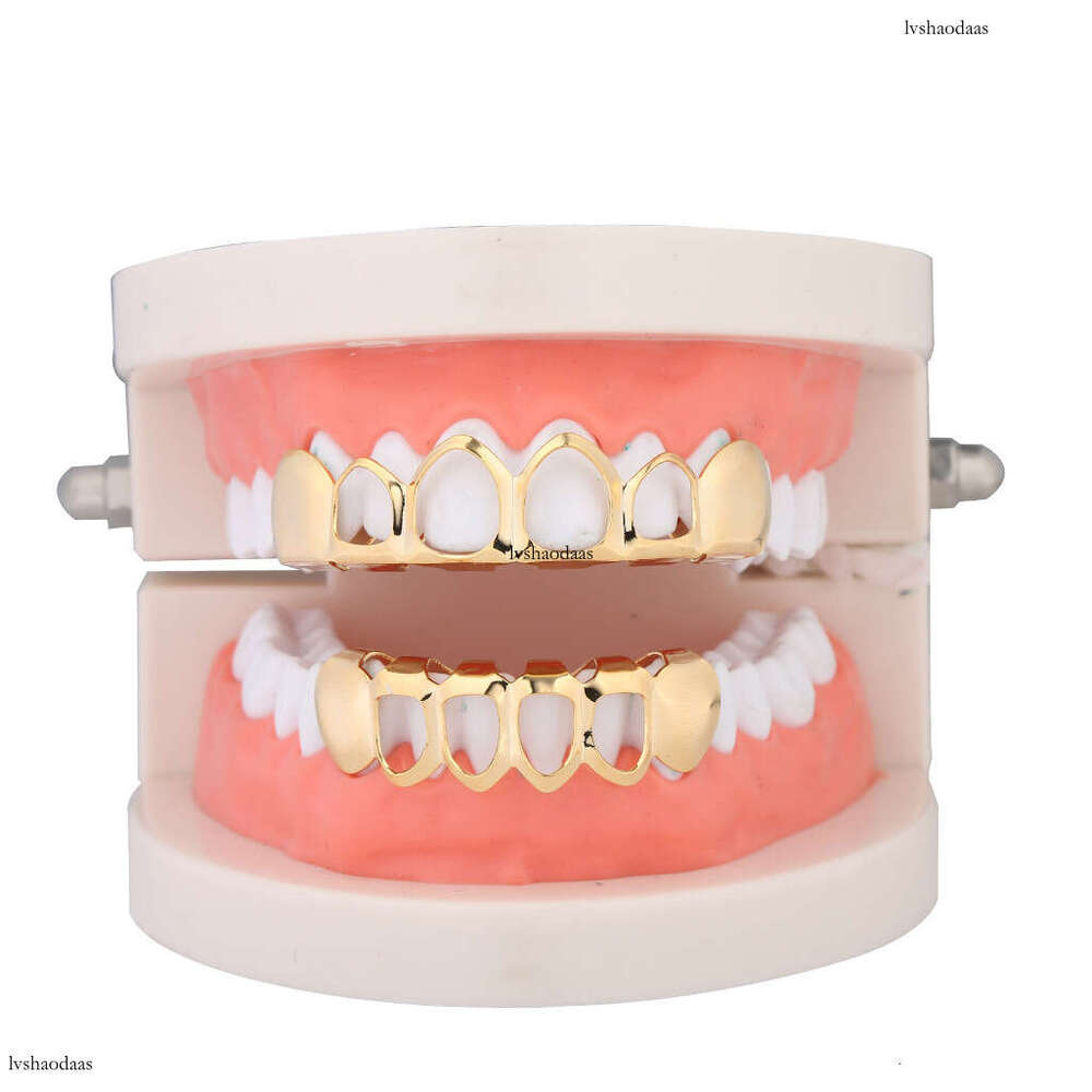 Gold Hollow Plated Smooth Teeth Men's Trendy Hip-Hop Accessories