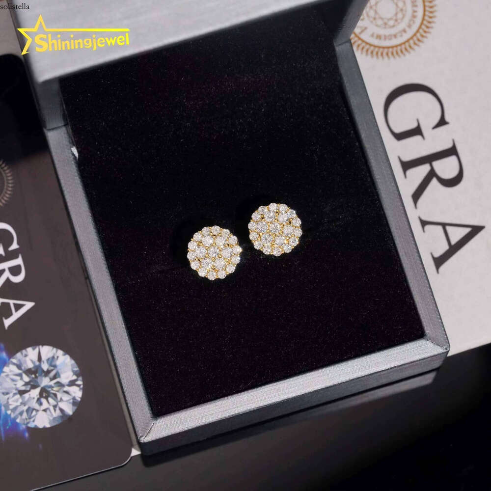 High Grade Fine Jewelry Pass Tester Sterling Sier Fashion Iced Out Custom VVS Dia Moissanite Stud Earrings