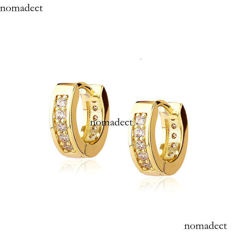 Geometric Round Micro Paved Zircon Earrings Personality Versatile Fashion Trend Buckle Ear Jewelry Accessories