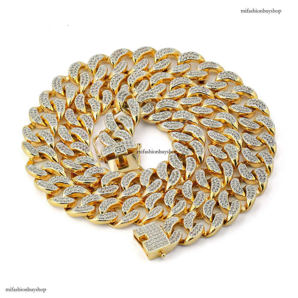 Full Dia 14MM Cuban Chain Hip Hop Necklace Jewelry Sterling Silver Inlaid Moissanite chain Men's Punk