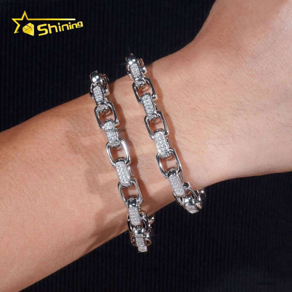 Shining Wholesale Price Sier Hip Hop Jewelry Iced Out Moissanite Cuban Bracelet Pass Tester