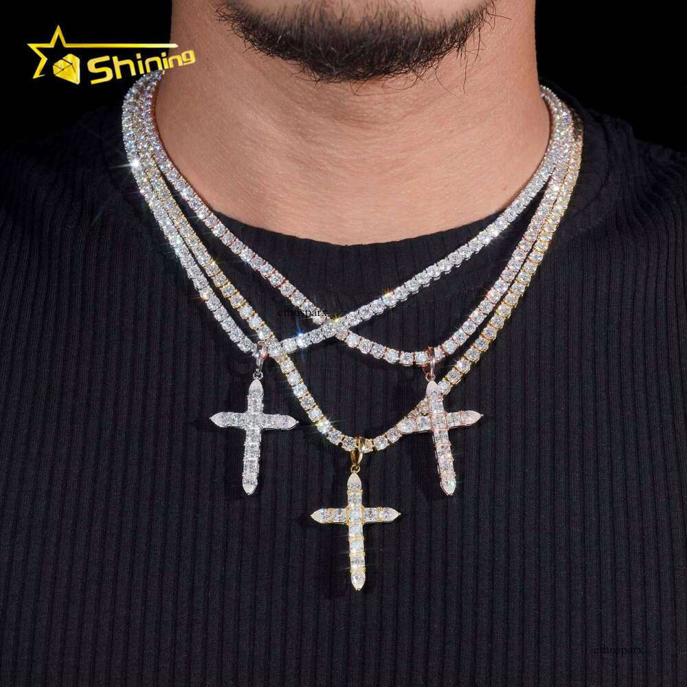 VVS Dia Iced Out Sier Hip HopJewelry Moissanite Custom Cross Pendant