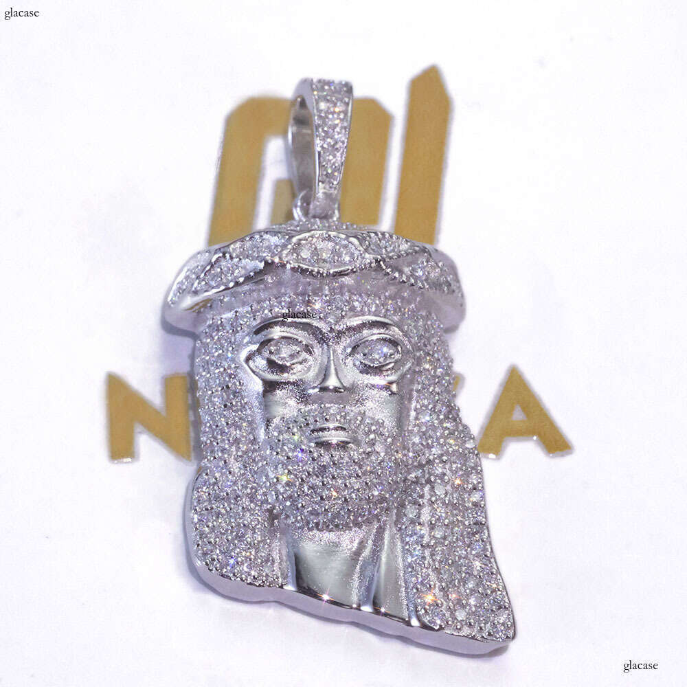 Hip-Hop Sterling Silver Inlaid Moissanite chain Creative Jewelry Trendy Avatar Full Dia Pendant Necklace for Men