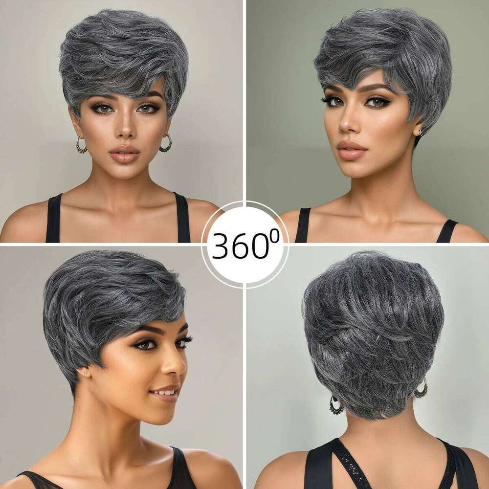 Synthetic10-Inch Short Granny Grey Glue Free Durable High Quality Wig Rose Hair Net Ideal for Women's Daily Life and Parties