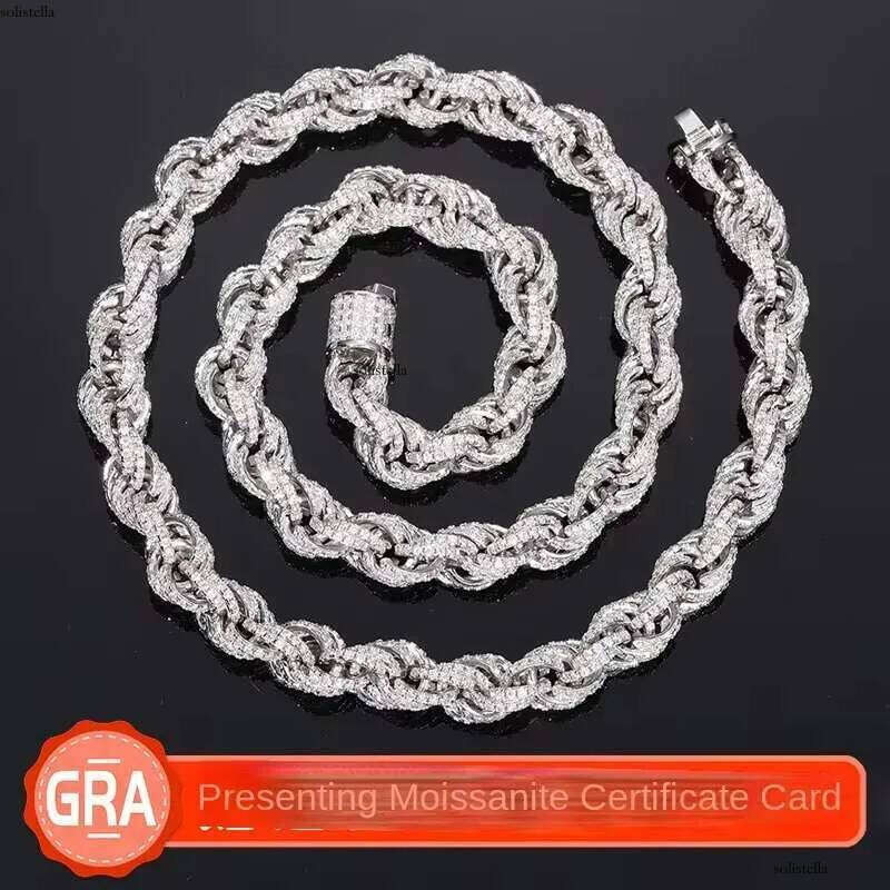 High Quality S Sier 8mm Hip Hop Cuban Necklace Link Iced Out Tennis VVS D Color Moissanite Rope Chain