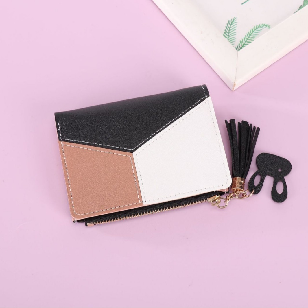 Women's Wallet Short Style High-end Luxury Bag Fashion Money Clip Patchwork Color Student Women's Card Holder Coin Purse Women's Wallet