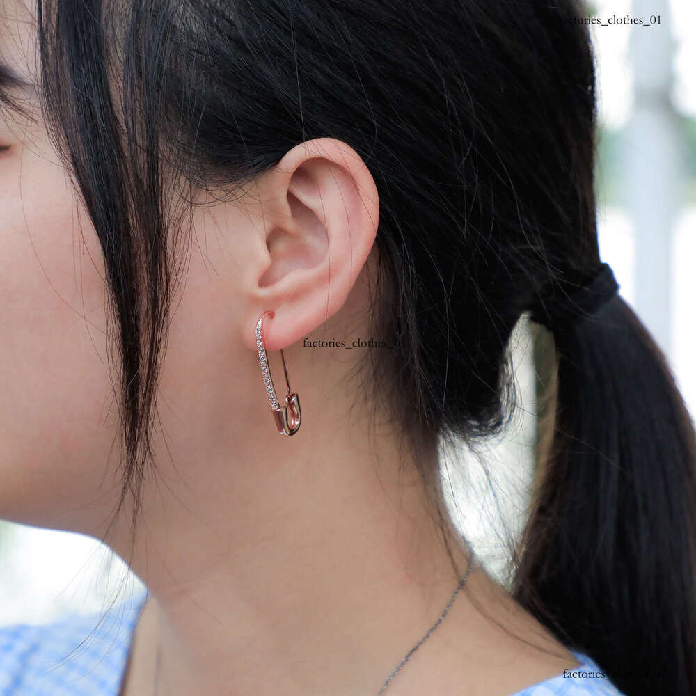 INS Minimalist Style Hip-Hop Women's Pin with Zircon Inlay Trendy Versatile Earrings Gold Jewelry