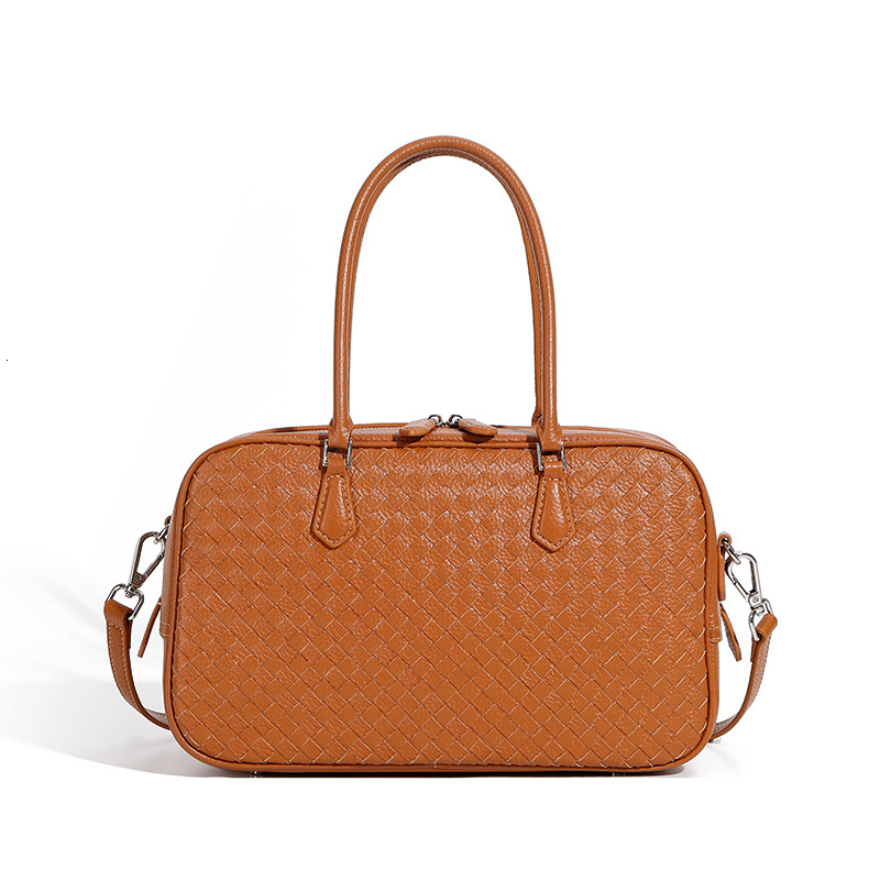 Autumn New Women's Handbag Handmade Top Layer Cowhide Woven Tote Genuine Leather Shoulder Crossbody Commuter Bag
